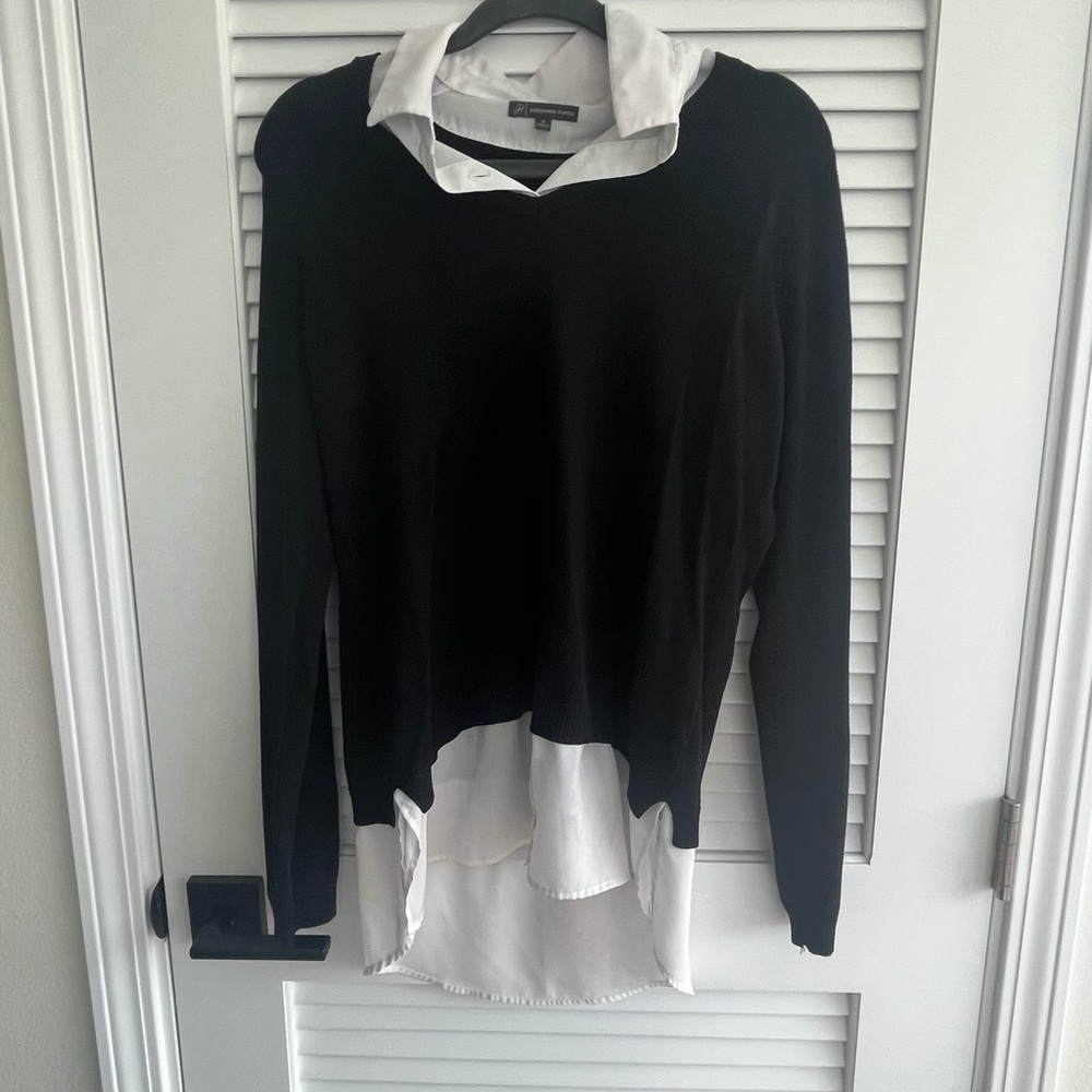 Black Sweater with attached collared shirt